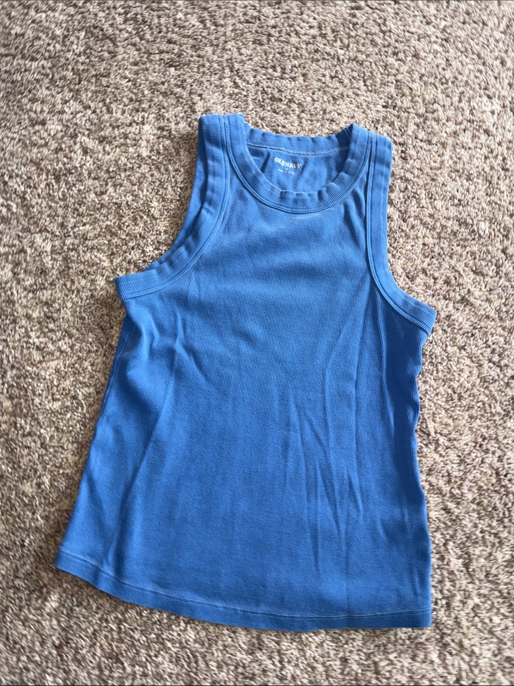 Old Navy blue high neck ribbed tank size medium